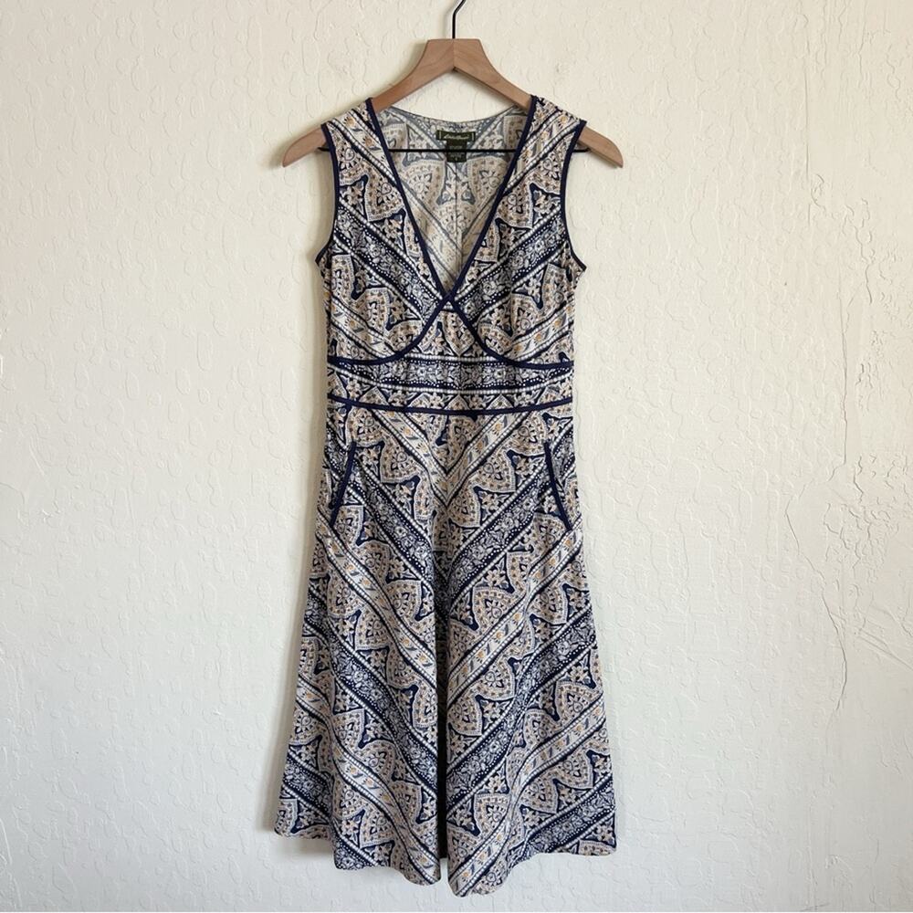 Vintage Y2K Eddie Bauer Sleeveless V-Neck Midi Dress 4 Petite Cotton Outdoor